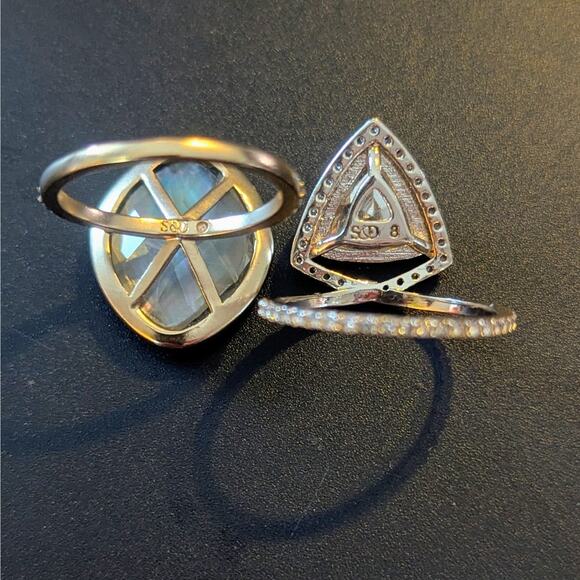 Stella & Dot Ring Lot – Triangle Silver Size 8 + Pavé Dome Gold Size 7 - Picture 2 of 2